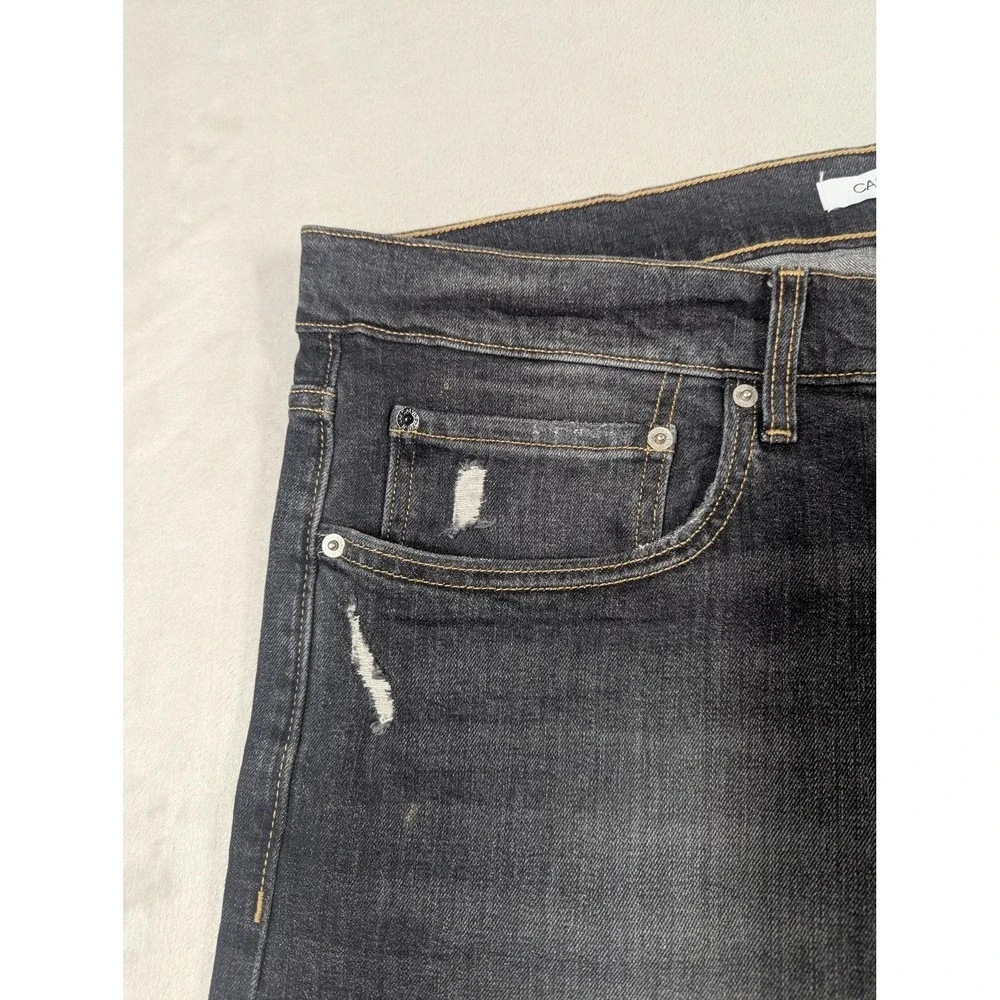 Calvin Klein Jeans  Mens 36x32 Gray CKJ 056 Athletic Taper Distressed Denim